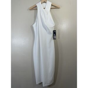 Rachel Roy Dress Women's M White Sheath Knee Length Halter Career Pencil NWT